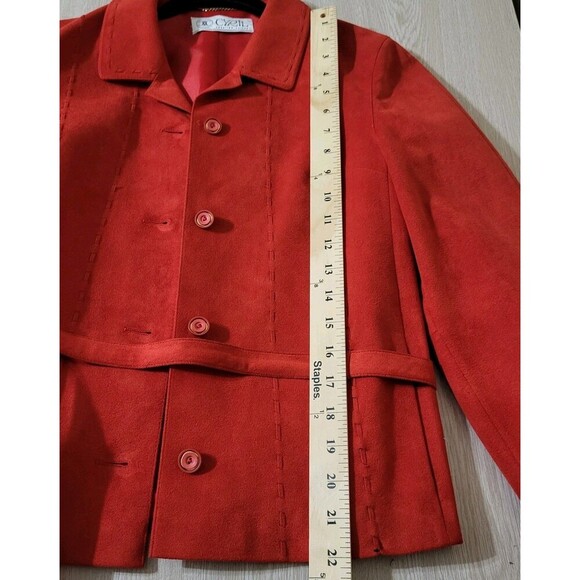 Vintage CYRIL Creation Suisse- Germany Made Faux Suede Blazer- Western- Red - Picture 7 of 13